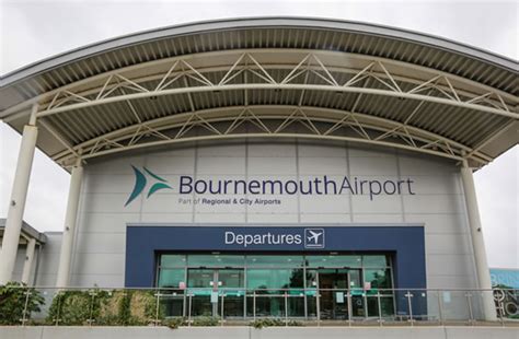 Bournemouth Airport in the U.K. - airliner storage, aerial view, map ...