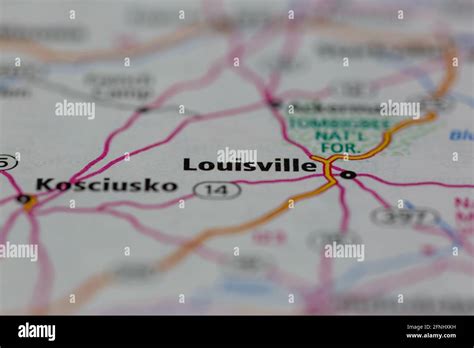 Louisville Mississippi USA shown on a Geography map or road map Stock ...