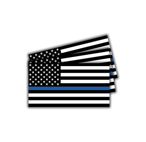 Black and White Back the Blue American Flag Stickers - 3 Pack - DFW Stickers