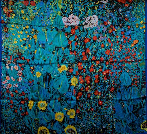 Foulard Quadrato in seta Gustav Klimt : Giardino di campagna con girasoli