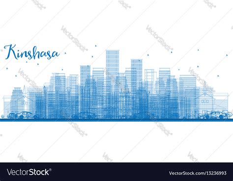 Outline kinshasa skyline with blue buildings Vector Image