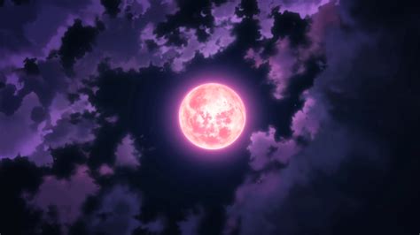 Wallpaper : night, anime, sky, clouds, Moon, moonlight, circle ...