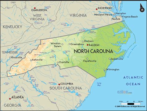 Geographic Map Of north Carolina | secretmuseum