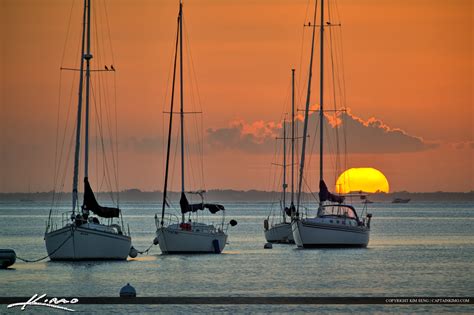 Sailboat Sunset at Biscayne Bay Crandon Park Marina