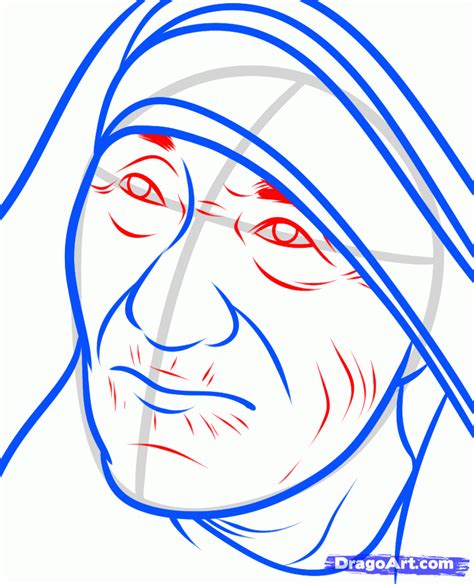 How to Draw Mother Teresa, Mother Teresa, Step by Step, Stars, People, FREE Online Drawing ...