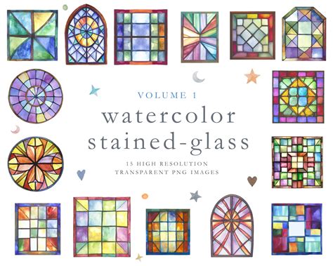 Stained Glass Clipart, Stained Glass Watercolor, Stain Glass, Church ...