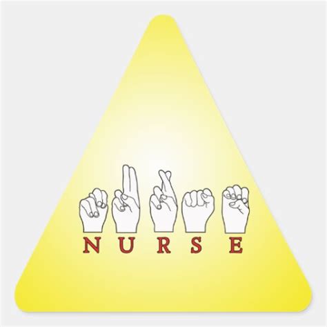 NURSE ASL FINGERSPELLED SIGN LANGUAGE TRIANGLE STICKER | Zazzle