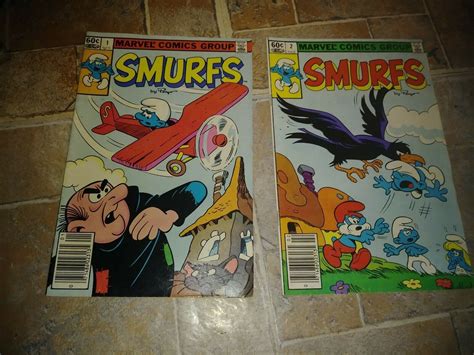 the smurfs comic # 1 +2 , 1982 marvel papa smurf +gargamel + | Comic ...