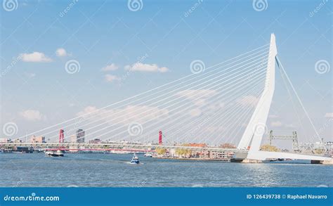 The Erasmus Bridge in Rotterdam in Netherlands Editorial Stock Photo - Image of skyscraper, blue ...