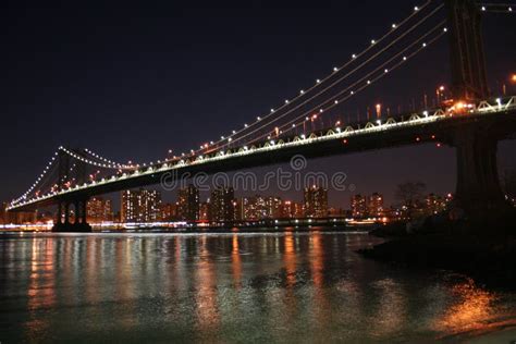 Manhattan Bridge at Night stock photo. Image of brooklyn - 55480324