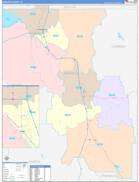 Bannock County, ID Wall Map Color Cast Style by MarketMAPS - MapSales