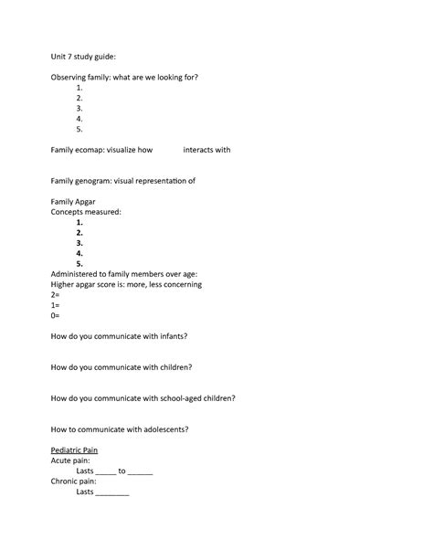 Unit 7 study guide - APGAR, pediatric pain scale, FLACC, and types of ...