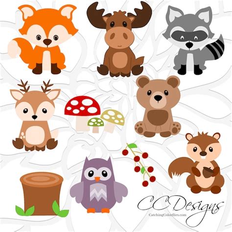 Woodland Animal SVG Set Cute Baby Forest Animals Clip Art - Etsy