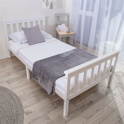 Solid Wood Single Bed Frame In White - Home Treats UK