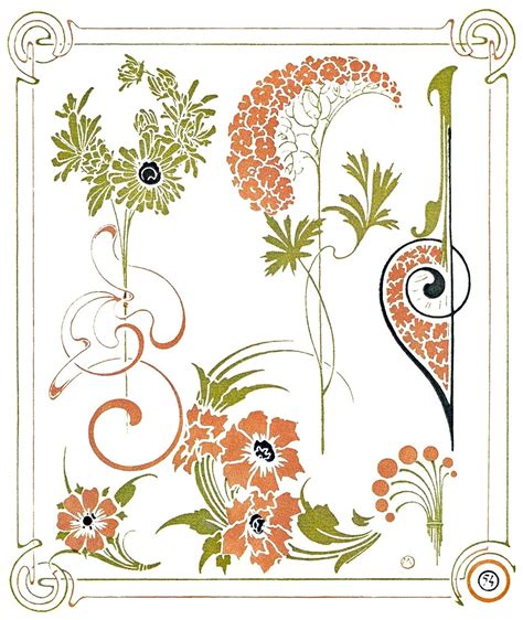 Art nouveau illustration, Art nouveau flowers, Art nouveau pattern