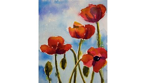 Easy Watercolor Poppies