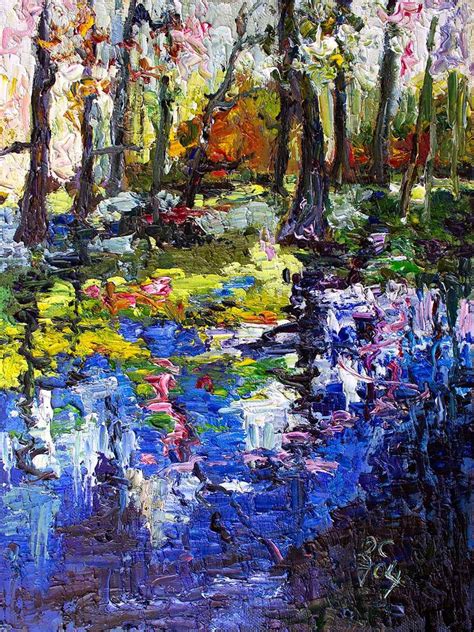 Oil Painting on Linen Wetland Reflections Impressionism | Modern ...