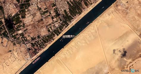 SUEZ CANAL, EGYPT: Satellite Images Show Stuck Container Ship ...