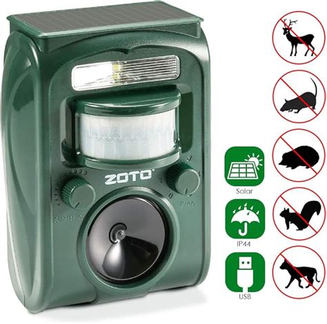 ZOTO Cat Fox Repellent, Ultrasonic Animal Repeller, Solar Battery ...