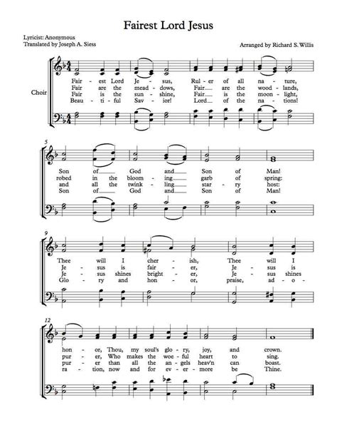 Free Choir Sheet Music – Fairest Lord Jesus – Michael Kravchuk