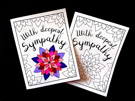 Sympathy Card With Flowers Printable PDF Coloring Page - Etsy ...