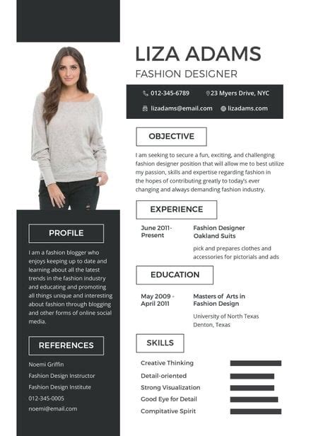 Free Fashion Designer Resume and CV Template: Download 160+ Resumes in PSD, Word, Publisher ...