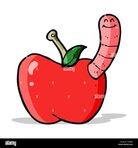 cartoon apple with worm Stock Vector Image & Art - Alamy