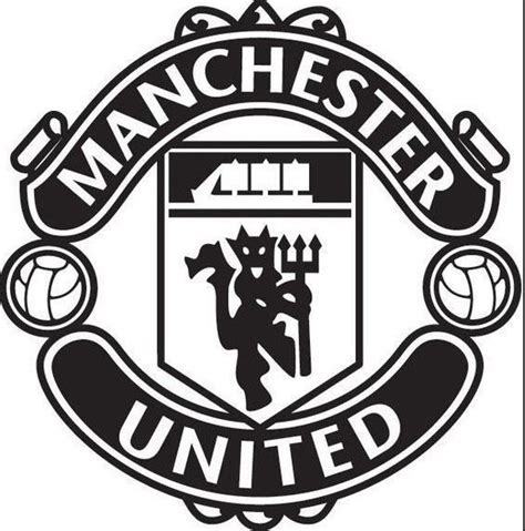 the manchester united logo is shown in black and white