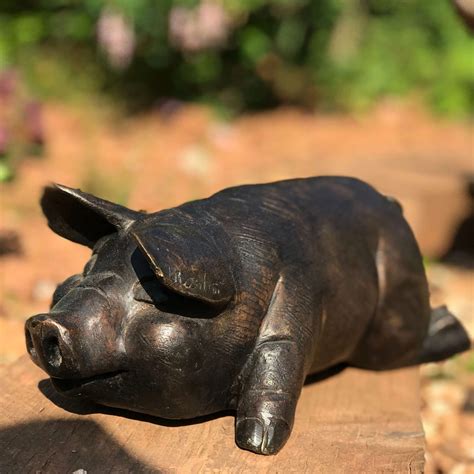 Pig Garden Statue - Life-size Quality Handmade Bronze Garden Ornament