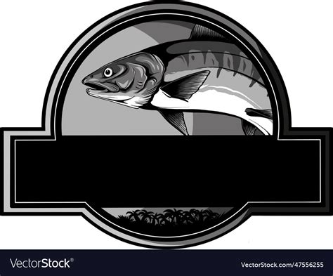 Monochrome salmon fish Royalty Free Vector Image