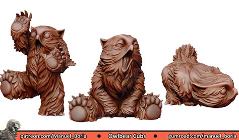 [OC] [ART] Owlbear Cub miniatures! : r/DnD