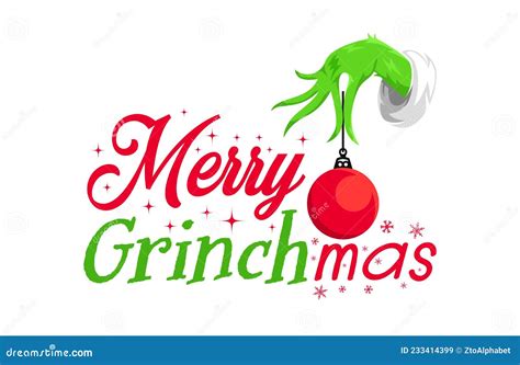 Merry Grinchmas Banner With Christmas Lights And Decorative Lettering ...