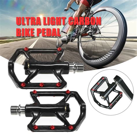 Ultra Light Bike Pedals Lightweight Carbon Fiber Platform Pedals Three Bearing MTB Bicycle ...