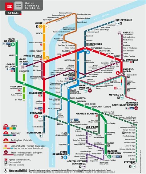 Lyon subway map - Lyon underground map (Auvergne-Rhône-Alpes - France)