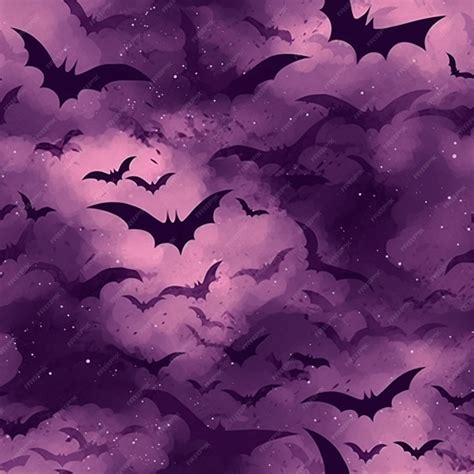 Premium AI Image | Purple and black bats flying in the sky with clouds ...