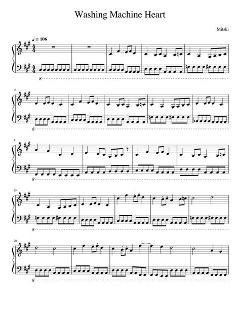 Washing Machine Heart -Mitski Sheet music for Piano (Solo) Easy ...