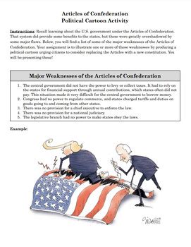 Articles of Confederation Political Cartoon Activity by Teaching Honest History