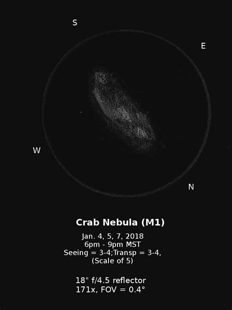 Crab Nebula (M1) - Jan, 2018 - Sketching - Cloudy Nights