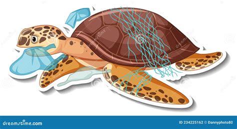 Turtle Plastic Trash Planet Pollution Concept Vector Illustration ...