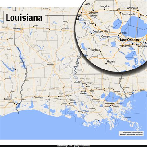 vector map of Louisiana Ponchatoula, Make A Map, Scale Map, Louisiana Map, Thibodaux, Laplace ...