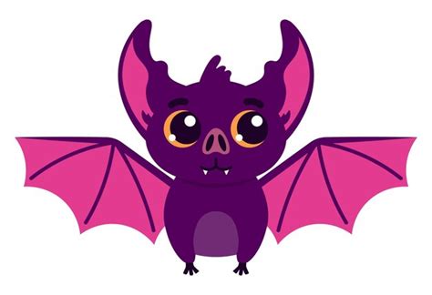 Premium Vector | Cartoon funny purple bat with eyes halloween concept ...