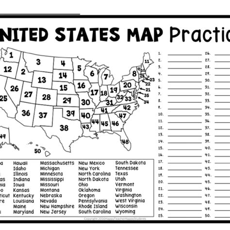 United States Map Quiz & Worksheet- USA Map Test w/ Practice Sheet (US Map Quiz) - Classful