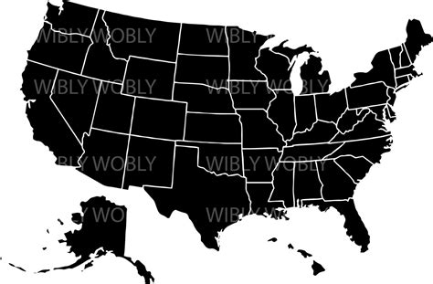 US map divided states AI SVG files | Etsy