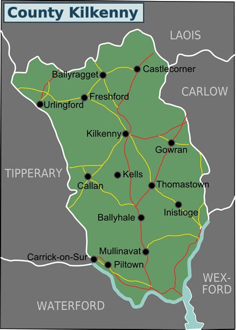 Kilkenny County Map Area - Map of Ireland City Regional Political