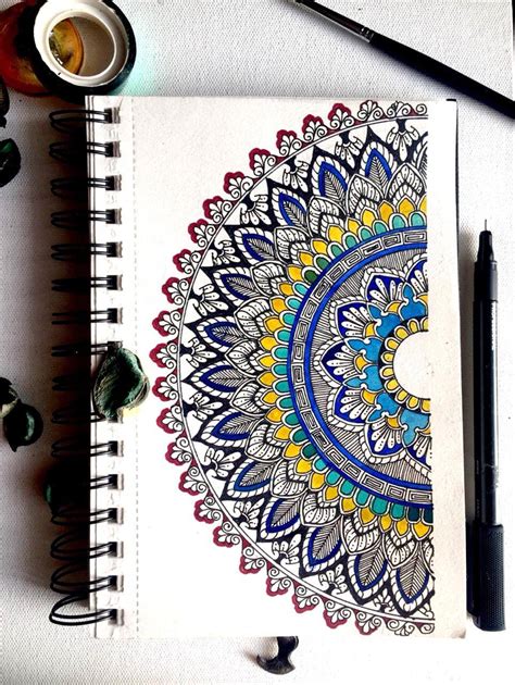 Sapphiric Mandala Art Notebook with Canary tones - Stoned Santa