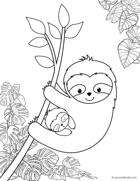 Print out these cute Sloth Coloring Pages for kids & adults plus other fun sloth activity ...