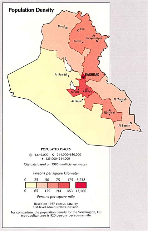 Iraq Population Density Map - Iraq • mappery