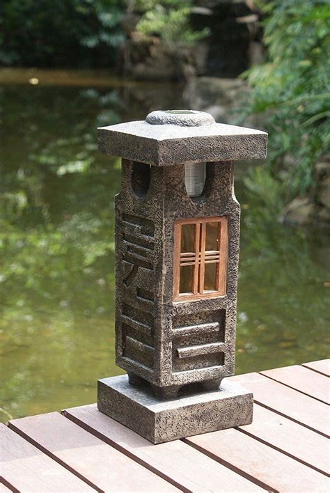 TIAAN 20" height Japanese style lantern Solar garden lamp Solar pagoda ...