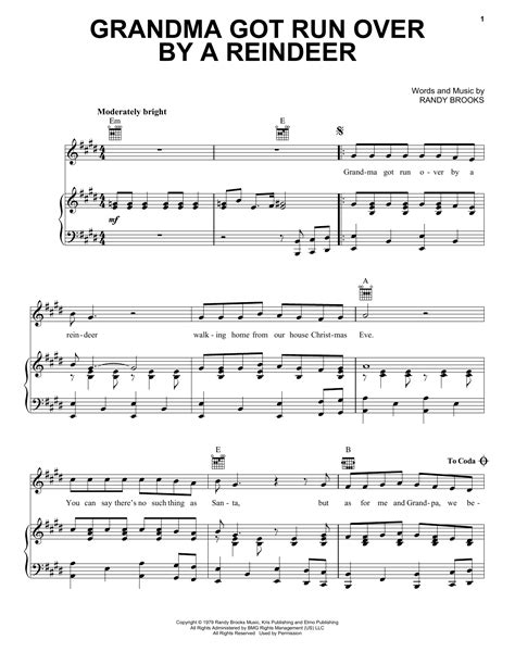 Grandma Got Run Over By A Reindeer sheet music by Randy Brooks (Piano ...