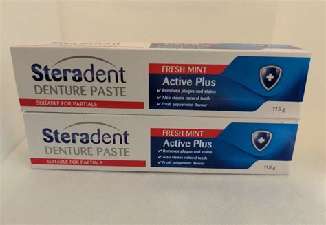 2x Steradent Denture Paste Fresh Mint Active Plus 115g 9300631016854 | eBay